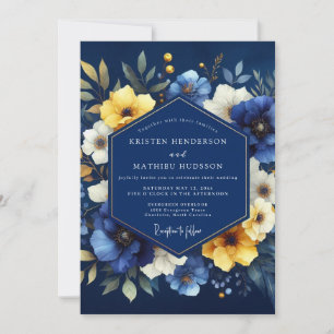 Invitación Boda Floral Indigo Luminoso
