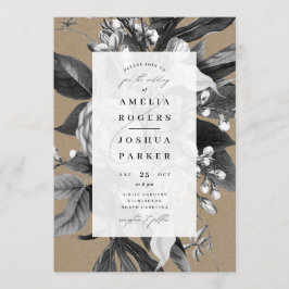 Invitación Boda floral industrial de Moda rusa Kraft