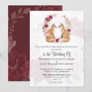 Invitación Boda Floral Jugador Fox Autumn