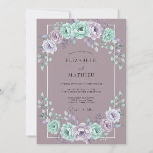 Invitación Boda Floral Lila Pintada