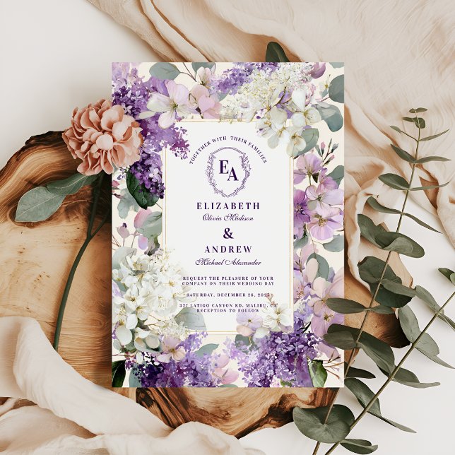 Invitación Boda Floral Lilac and Cream Garden (Subido por el creador)