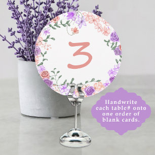 Invitación Boda Floral Lilac & Peach Rótulo Número de tabla