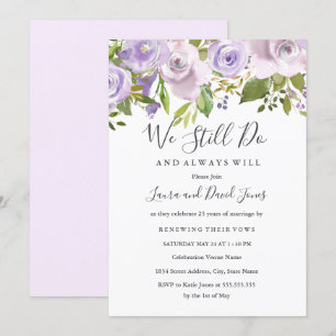 Invitación Boda Floral Lilac Purple Watercolor Morado Vow Ren
