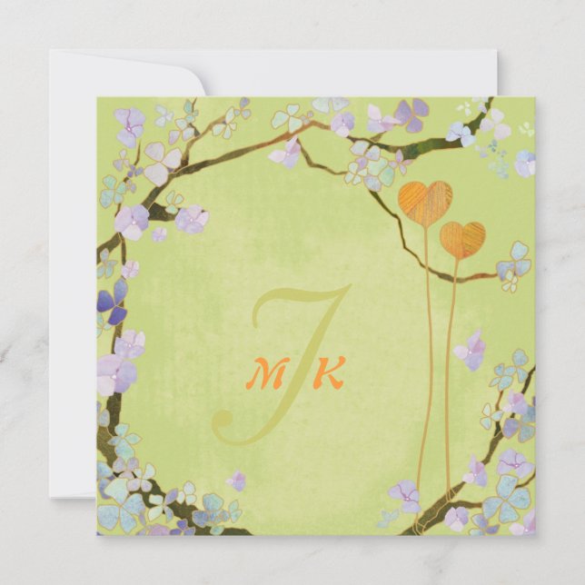 Invitación Boda floral Lime Green MidSummer (Anverso)