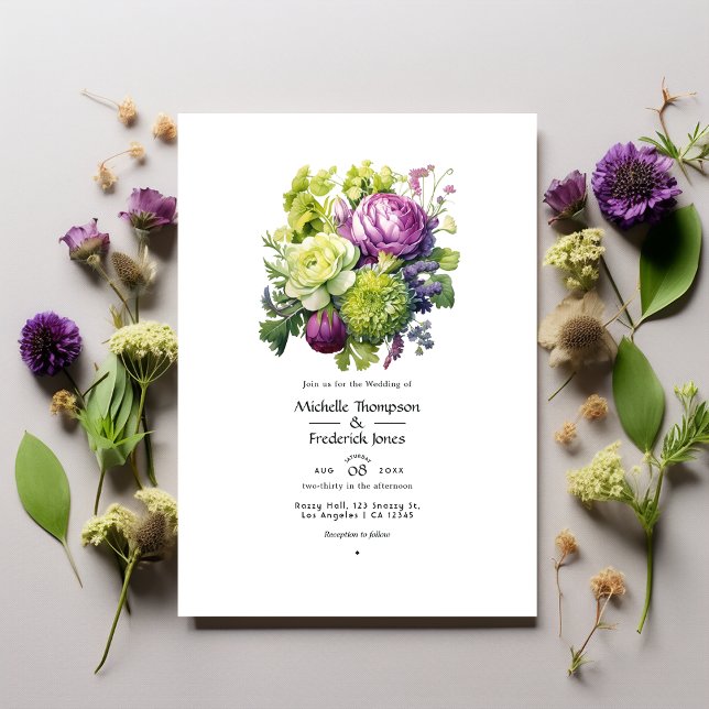 Invitación Boda floral limínica y violeta (Subido por el creador)