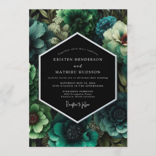 Invitación Boda floral lujosa esmeralda