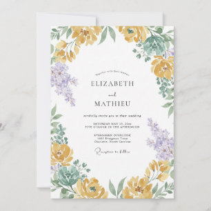 Invitación Boda floral luminosa con mostaza