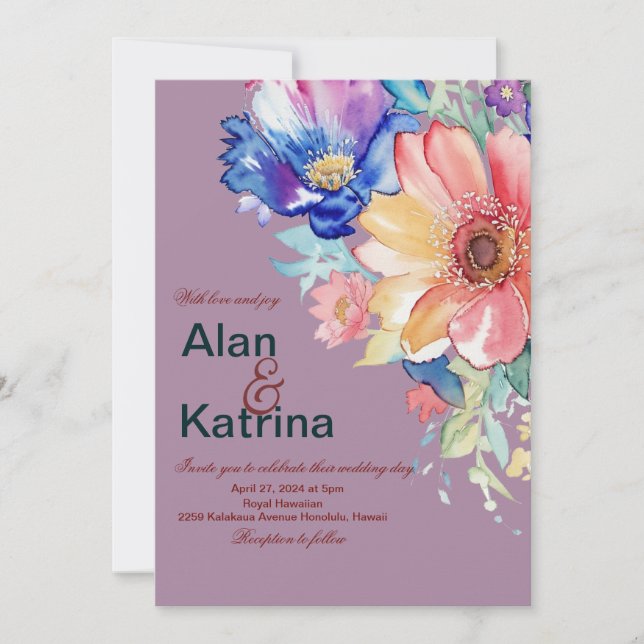 Invitación Boda floral magenta atrevida (Anverso)