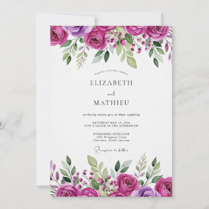 Invitación Boda Floral Magenta en Flor