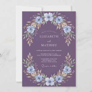 Invitación Boda floral magnífica de ciruela