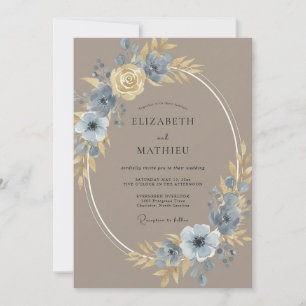 Invitación Boda floral majestuosa beige