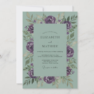 Invitación Boda floral majestuosa en verde salvia