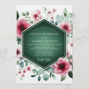 Invitación Boda floral majestuosa verde bosque