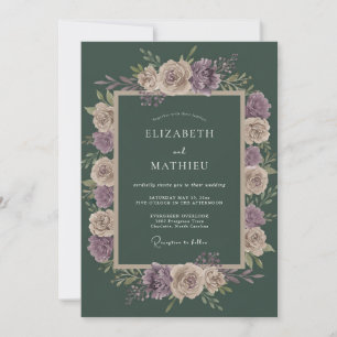 Invitación Boda floral malhumorada de hoja perenne