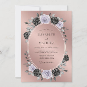 Invitación Boda floral malhumorada de oro rosa