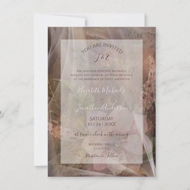 Invitación Boda Floral Malhumorada en Vellum (Anverso)
