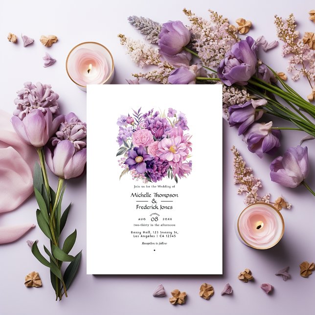 Invitación Boda floral malva (Subido por el creador)