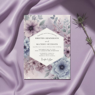 Invitación Boda floral malva con ambiente sombrío