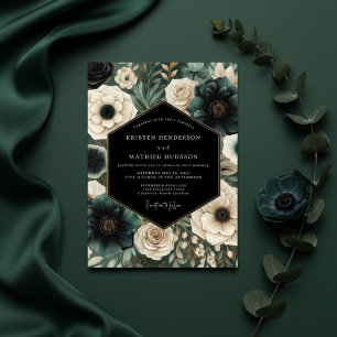 Invitación Boda floral malva esmeralda