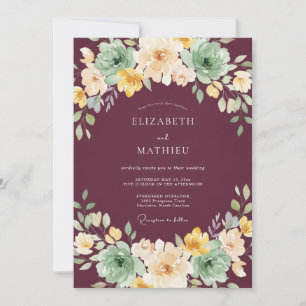Invitación Boda floral malva melancólica