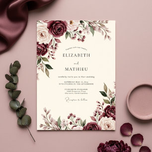 Invitación Boda floral malva temperamental