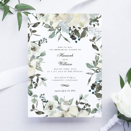 Invitación Boda floral marfil acuarela ensayo cena