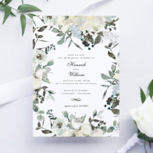 Invitación Boda floral marfil acuarela ensayo cena
