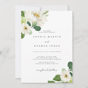 Invitación Boda Floral Marfil Watercolor Greenery