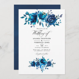 Invitación Boda floral marina y acuarela blanca