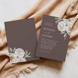 Invitación Boda Floral Marrón Rústico y Blanco