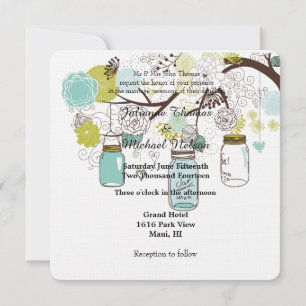 Invitación Boda Floral Mason Jars