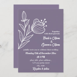 Invitación Boda floral mauve elegante romántico
