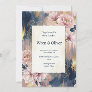 Invitación Boda Floral Melocotón de la Marina