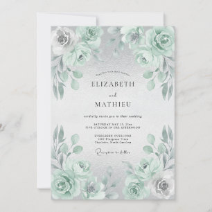 Invitación Boda floral menta