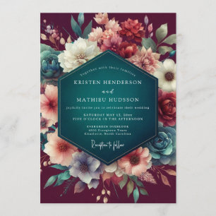 Invitación Boda Floral Merlot