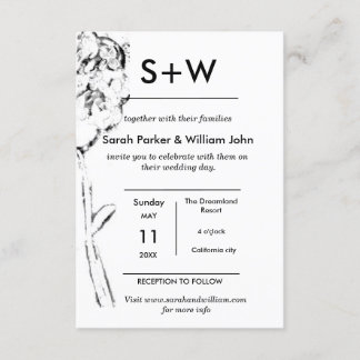 Invitación Boda floral mínima del Hydrangea de Boho del