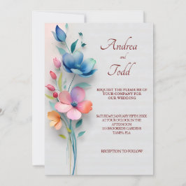 Invitación boda floral minimalista