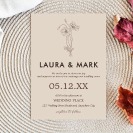 Invitación Boda floral minimalista de Beige
