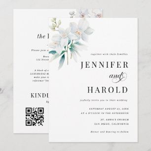 Invitación Boda floral minimalista de orquídea todo en uno