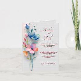 Invitación boda floral minimalista doblado