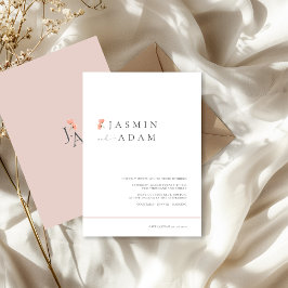 Invitación Boda floral minimalista elegante con toque rosado