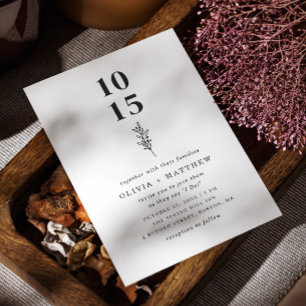 Invitación Boda floral minimalista limpia. Código QR y foto
