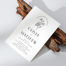 Boda floral minimalista moderna. Código QR y foto