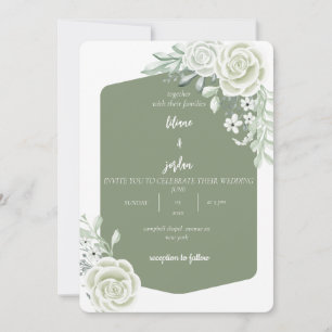 Invitación boda floral minimalista sage
