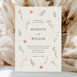 Invitación Boda floral minimo Beige Boho