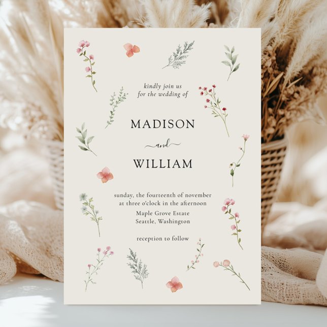Invitación Boda floral minimo Beige Boho (Subido por el creador)