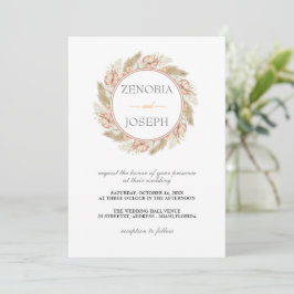 Invitación Boda Floral Mínimo de Hojas