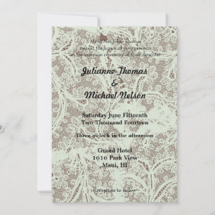 Invitación Boda floral Mint Beige Faux Lace