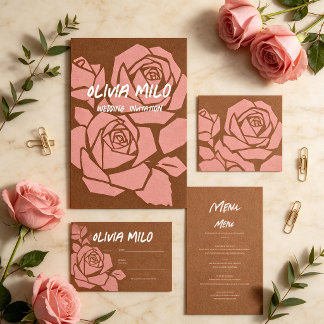 Invitación Boda floral moderna a mano