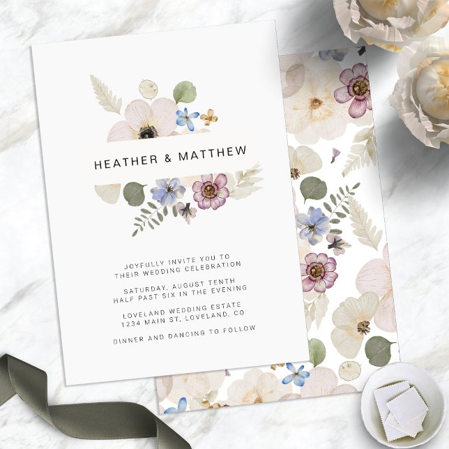 Invitación Boda floral moderna boho chic (Boho Chic Modern Floral Wedding Invitation by Painted Paperie
)